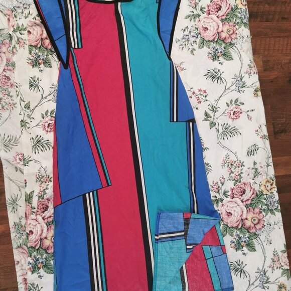 Vintage Oscar de la renta cotton blend striped dress size S 0061 - Picture 3 of 6